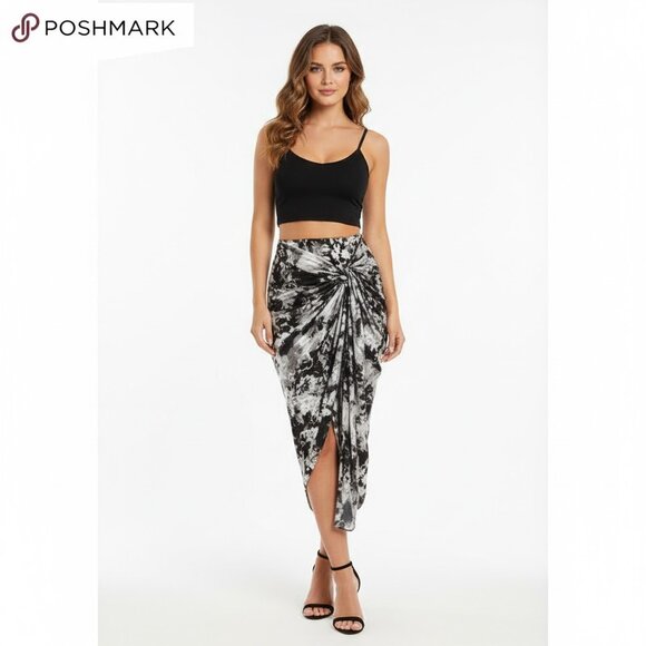 Tie Dye Ruched High Low Skirt - Picture 1 of 4